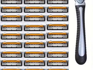 Безопасная бритва из нержавеющей стали 3-слойные лезвия.
Ручка +30 шт.сменных