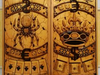 Нарды ручная резьба картина Паук и Карона эксклюзив!