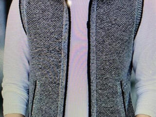 Кардиган-жилет на молнии теплый, со стоячим воротником, Х, XL, новый