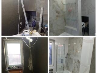 Плиточник с 20-летним стажем, крупноформатная плитка, углы под 45