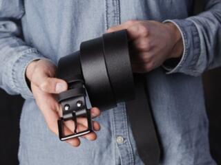 Ремень мужской натуральная кожа, черный