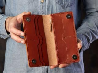 Кошелек мужской из натуральной кожи, коричневый