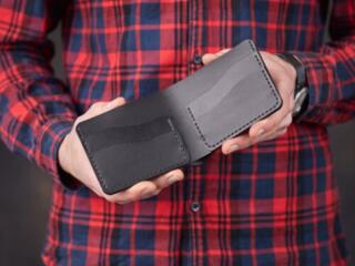 Кошелек мужской из натуральной кожи, черный