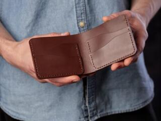 Кошелек мужской из натуральной кожи, коричневый