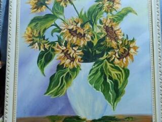 «Солнечные подсолнухи» — Брево, 40×60 см, холст, рама с лепниной