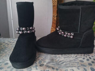 Сапоги (полусапожки) женская обувь (замша), шлепанцы (тапки, тапочки)