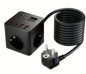 7-в-1 Куб-удлинитель с выключателем и таймером выключения 24 часа, 2