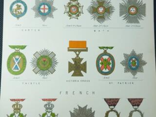 Лот из 2 хромолитографий — ордена и награды Европы, ок. 1890