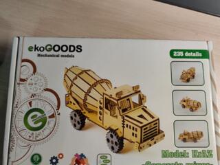 Деревянный 3D пазл, грузовик бетоносмеситель, от украинского бренда ek