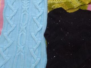 Ручное вязание платье - туника, джемпер с пайетками, джемпер из