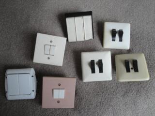 Продам б/у выключатели СССР, новые выключатели "GUNSAN", подрозетники.
