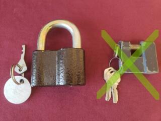 Продам замок навесной рабочий с 1-м ключом, б/у, состояние нового.