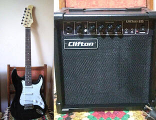 Электрогитара новая, чехол + комбик