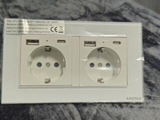 Розетка двойная с USB и Type-C. Выключатель сенсорный с Wi-Fi