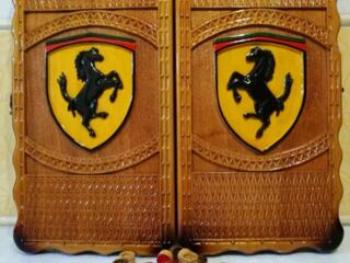 Нарды Черешневые резные картина Феррари эксклюзив!