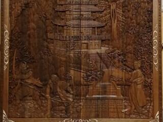 Нарды элитные ореховые резные картина Битва Самураев эксклюзив!