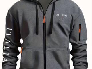 Мужской новый Худи на Молнии темно серый размер европа - М