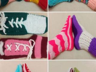 Полезные и красивые изделия домашней обуви - носки-тапочки, размеры 37