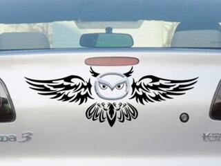 Наклейка на авто Сова на задний значок автомобиля для Mazda 2, 3, 5, 6