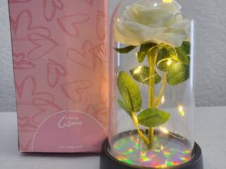 РОЗА в стеклянной колбе +Подсветка (ночник)