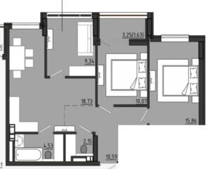 Предлагается к продаже трехкомнатная квартира в новом жилом комплексе 
