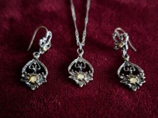 Цепочка подвеска серьги. Серебро