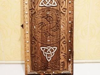 Нарды ореховые резные картина Кельтские Драконы эксклюзив!