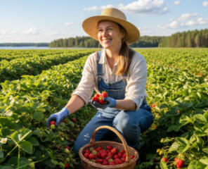 Германия сбор клубники.