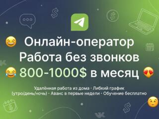 Онлайн-оператор| Работа без звонков| 800–1000$ в месяц