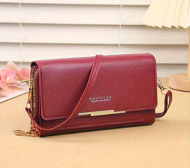 Большой вместительный кошелек с молниями, отстегивающимся ремнём, держатель для карт