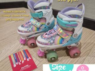 Роликовые коньки Sulifeel Rainbow Unicorn, регулируемые, размер 28-31