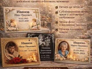 Ритуальные цветные таблички на металле