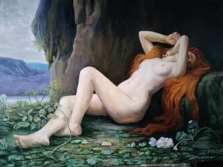 Картина. Живопись. Холст. Масло. \ Магдалина возле грота. \