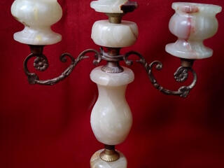 Подсвечник из натурального оникса и бронзы