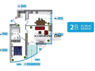 Продаж 2-х к. кв. в ЖК Зарічний, вул. Зарічна 1г, 64/32/15 кв.м, ...