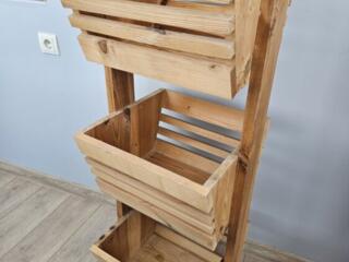 Деревянная корзина‑стеллаж для овощей, 3 полки