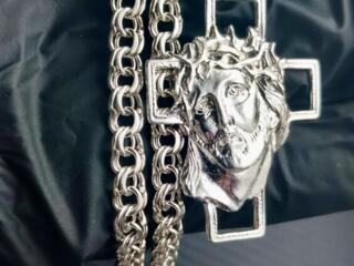 Серебрянный Иисус Христос. Крест с цепочкой 22 грамма