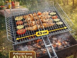 Решетка гриль, сетка для мангала глубокая, прочная большого размера.