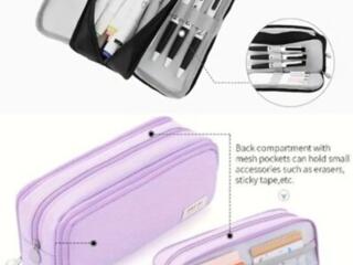 Удобный, ёмкий пенал с двойной молнией и тремя многофункциональными отделениями