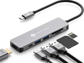 USB-C концентратор, с поддержкой Power Delivery 100Вт. 6в1