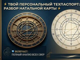 ТВОЙ ПЕРСОНАЛЬНЫЙ ТЕХПАСПОРТ: разбор натальной карты. дешево.