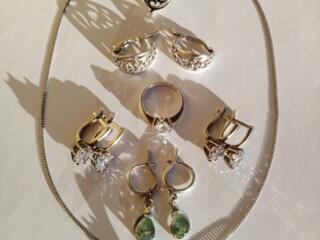 Серебряные ювелирные изделия 925 пробы: серьги, кольца, кулон, цепочка