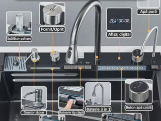 Set chiuveta multifunctionala smart, inox, BadenMob, afisaj digital