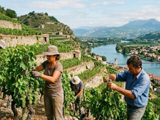 Работа на виноградниках Франции: Тен-л’Эрмитаж.