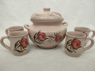 Керамический сервиз (супница + 4 бульонницы) — как новый