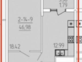 Продам квартиру 46.98 кв. м., 13/24, новый дом, жк 65-я Жемчужина.