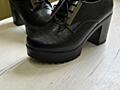 Чёрные ботинки на каблуке. Размер 37