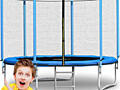 Новый! Детский батут с защитной сеткой 252см спортивный с лестницей
