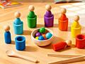 Сортер радужные шарики с цилиндрами Монтессори| НОВОЕ
