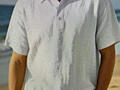 Рубашка мужская белая, рукава короткие, лен, M, L, новая
